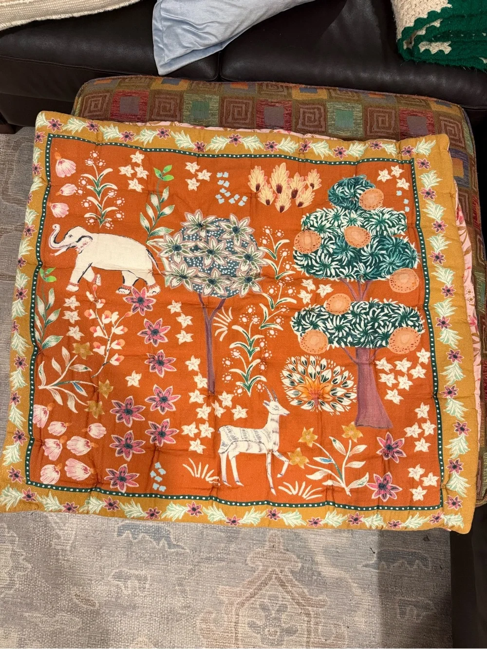 Anthropologie Floral Quilted Comforter With 3 Euro Shana